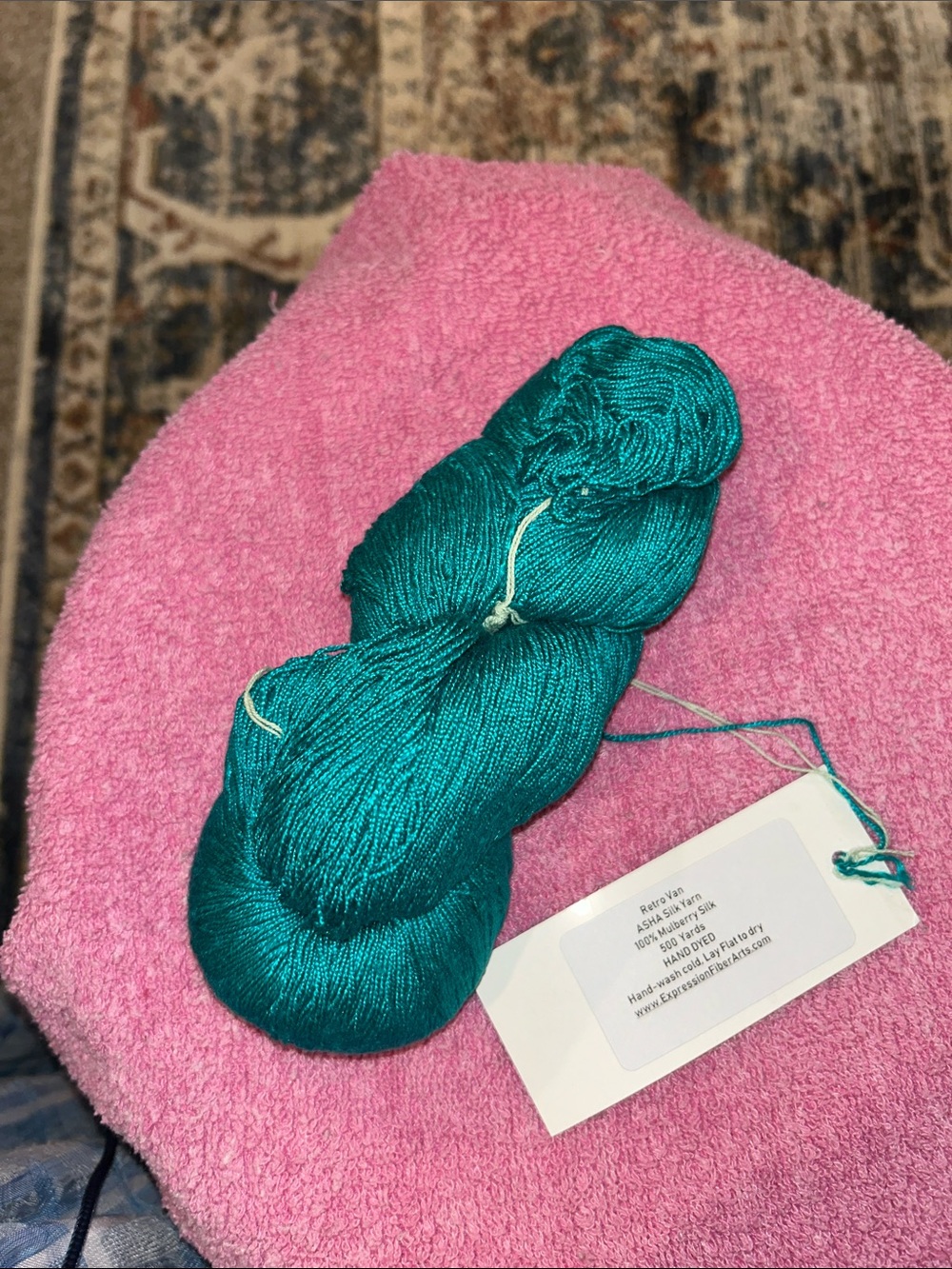 Expression Fiber Arts Asha Silk Yarn in Retro Van Colorway. 1 skein